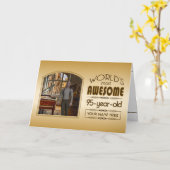Gold 95th Birthday World's Best Custom Photo Lijst Kaart (Gele Bloem)