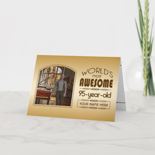 Gold 95th Birthday World's Best Custom Photo Lijst Kaart (Voorkant)