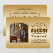 Gold 95th Birthday World's Best Custom Photo Lijst Kaart (Voorkant / Achterkant)
