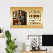 Gold 95th Birthday World's Best Custom Photo Lijst Poster (Thuiskantoor)