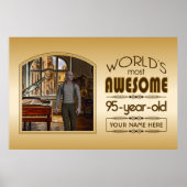 Gold 95th Birthday World's Best Custom Photo Lijst Poster (Voorkant)