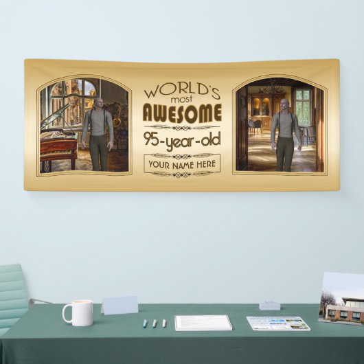 Gold 95th Birthday World's Best Custom Photo Lijst Spandoek (Beurs)