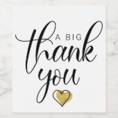 Gold A Big Thank You Bedankt Clipart Dank je wel Wijn Etiket (Enkel label)