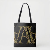 Gold A Monogram Initiaal Ontwerp op elke kleur Tote Bag (Voorkant)