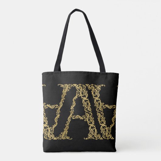 Gold A Monogram Initiaal Ontwerp op elke kleur Tote Bag (Achterkant)
