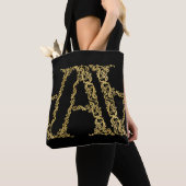 Gold A Monogram Initiaal Ontwerp op elke kleur Tote Bag (Dichtbij)