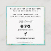 Gold Abstract Blue Waterverf Media Insert Vierkante Visitekaartje (Achterkant)