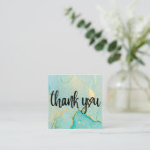 Gold Abstract Blue Waterverf Media Insert Vierkante Visitekaartje (Staand voorkant)