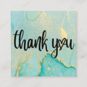 Gold Abstract Blue Waterverf Media Insert Vierkante Visitekaartje (Voorkant)