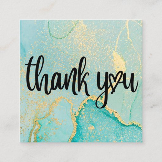 Gold Abstract Blue Waterverf Media Insert Vierkante Visitekaartje (Voorkant)