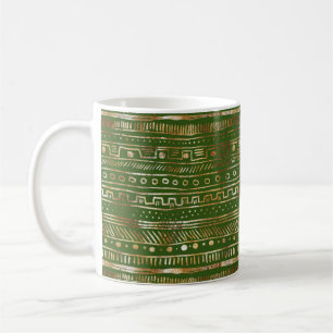 Gold Abstract design Deep Hunter Green  Koffiemok