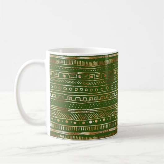 Gold Abstract design Deep Hunter Green  Koffiemok (Links)