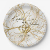 Gold Abstract Design Wedding Papieren Bordje (Voorkant)
