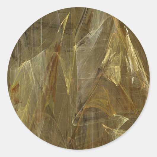 Gold Abstract Fractal Round Sticker (Voorkant)