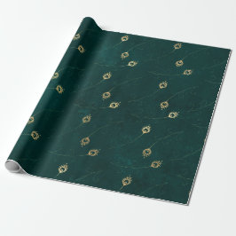 Gold Abstract oog van Peacock Feathers op Green Cadeaupapier