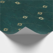 Gold Abstract oog van Peacock Feathers op Green Cadeaupapier (Hoek)