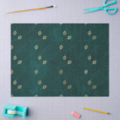 Gold Abstract oog van Peacock Feathers op Green Tissuepapier (Craft)