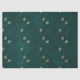 Gold Abstract oog van Peacock Feathers op Green Tissuepapier