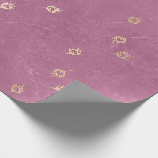 Gold Abstract oog van Peacock Feathers op Roze Cadeaupapier (Hoek)