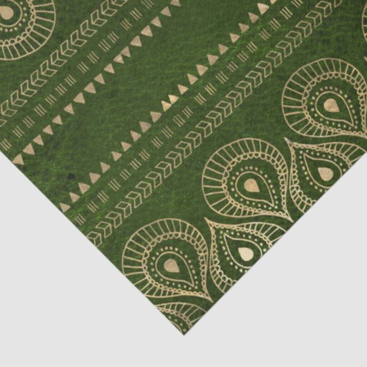 Gold Abstract waterdruppels op groene ontkoppeling Tissuepapier (Detail)