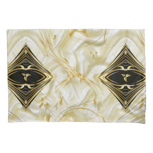 Gold Abstracte bloemen en zwart op Champpanzijde Kussensloop
