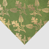 Gold Abstracte bloemen op groene ontkoppeling Tissuepapier (Detail)