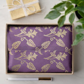 Gold Abstracte bloemen op Paarse ontkoppeling Tissuepapier (Geschenk)