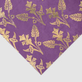 Gold Abstracte bloemen op Paarse ontkoppeling Tissuepapier (Detail)