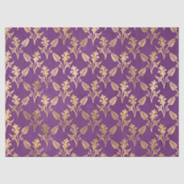 Gold Abstracte bloemen op Paarse ontkoppeling Tissuepapier