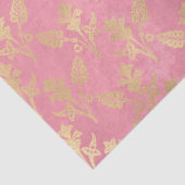 Gold Abstracte bloemen op roze ontkoppeling Tissuepapier (Detail)