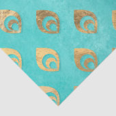 Gold Abstracte druppeltjes op Aqua Decoupage Tissuepapier (Detail)