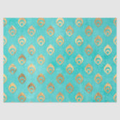 Gold Abstracte druppeltjes op Aqua Decoupage Tissuepapier (Voorkant)