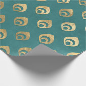 Gold Abstracte druppeltjes op Blauwgroen Cadeaupapier (Hoek)