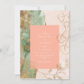 Gold Abstracte Eucalyptus | Modern Emerald Wedding Kaart (Voorkant)