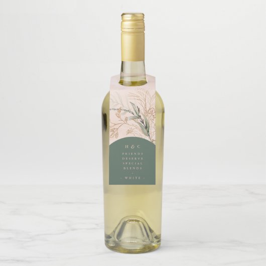 Gold Abstracte Eucalyptus Modern Greenery Moss Flessenhanger (Op fles)