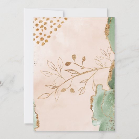 Gold Abstracte Eucalyptus Moderne Greenery Wedding Kaart (Achterkant)