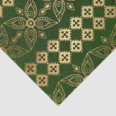 Gold Abstracte herstellende bloemen op groene ontk Tissuepapier (Detail)