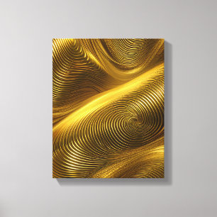 Gold Abstracte metalen wervelkunst Canvas Afdruk