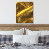 Gold Abstracte metalen wervelkunst Canvas Afdruk (Insitu (Slaapkamer))