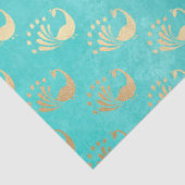 Gold Abstracte packs op Aqua Decoupage Tissuepapier (Detail)