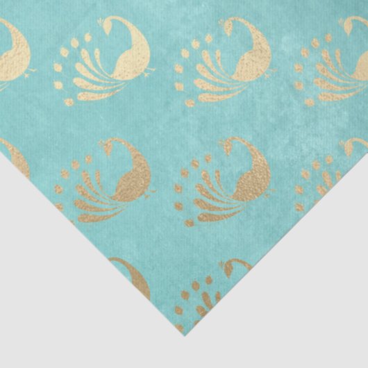 Gold Abstracte packs op Aqua Decoupage Tissuepapier (Detail)