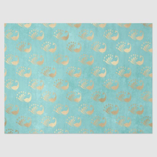 Gold Abstracte packs op Aqua Decoupage Tissuepapier (Voorkant)