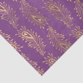 Gold Abstracte Peacock Feathers op Paarse ontkoppe Tissuepapier (Detail)