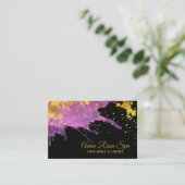 *~* Gold Abstracte roze Waterverf Luxe Visitekaartje (Staand voorkant)