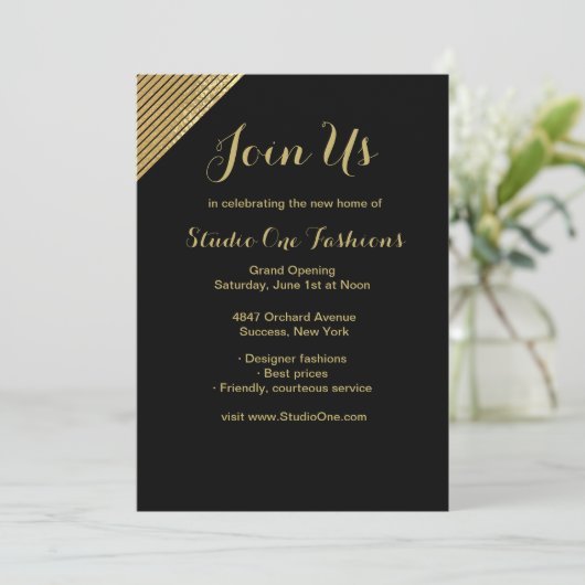 Gold Accent Grand Opening Uitnodigingen (Staand voorkant)