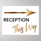 Gold Accent Reception This Way Simple Arrow Sign Poster (Voorkant)