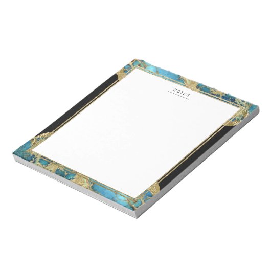 Gold Accent Turquoise Agate Gemstone Notepad Notitieblok (Linkerzijde)