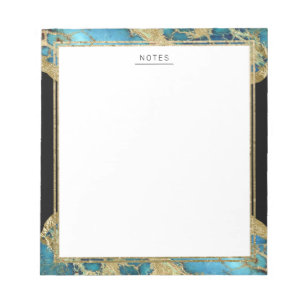 Gold Accent Turquoise Agate Gemstone Notepad Notitieblok