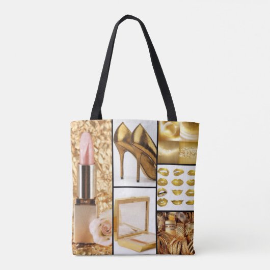 Gold Accessoires Glamoureuze Mode Collage Tote Bag (Achterkant)