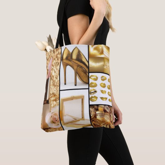 Gold Accessoires Glamoureuze Mode Collage Tote Bag (Dichtbij)